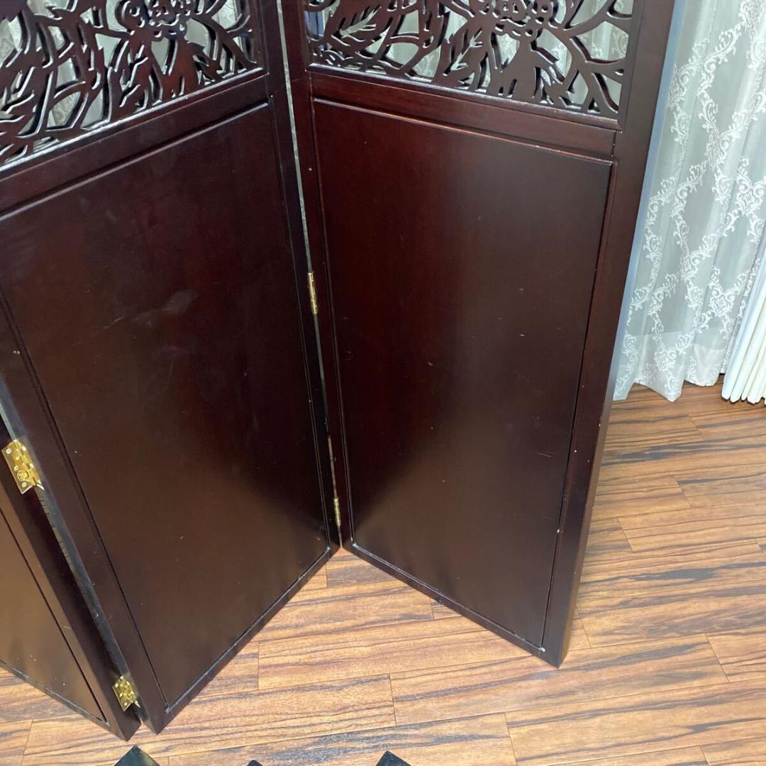 む*え様 パーテーション 衝立 三つ折り屏風 英国家具 マホガニー材