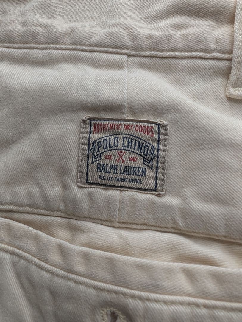 USA製 初期タグ Ralph Lauren ポロチノ アイボリー 30×30