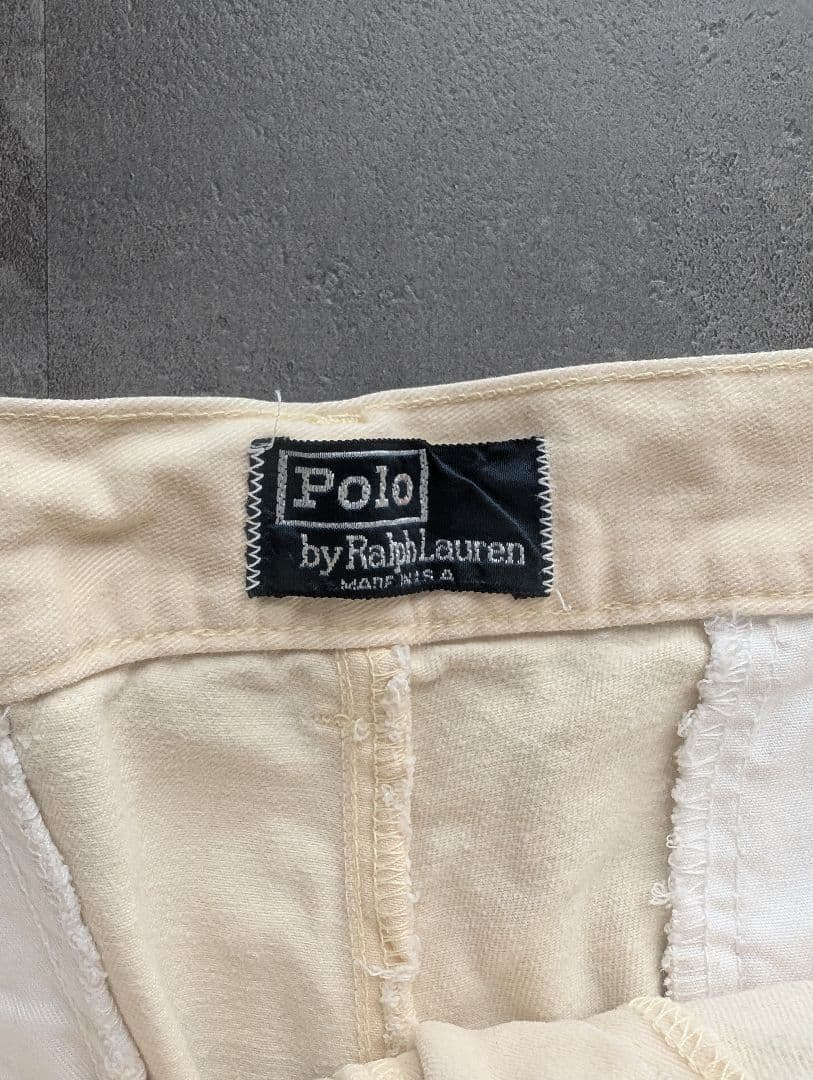 USA製 初期タグ Ralph Lauren ポロチノ アイボリー 30×30