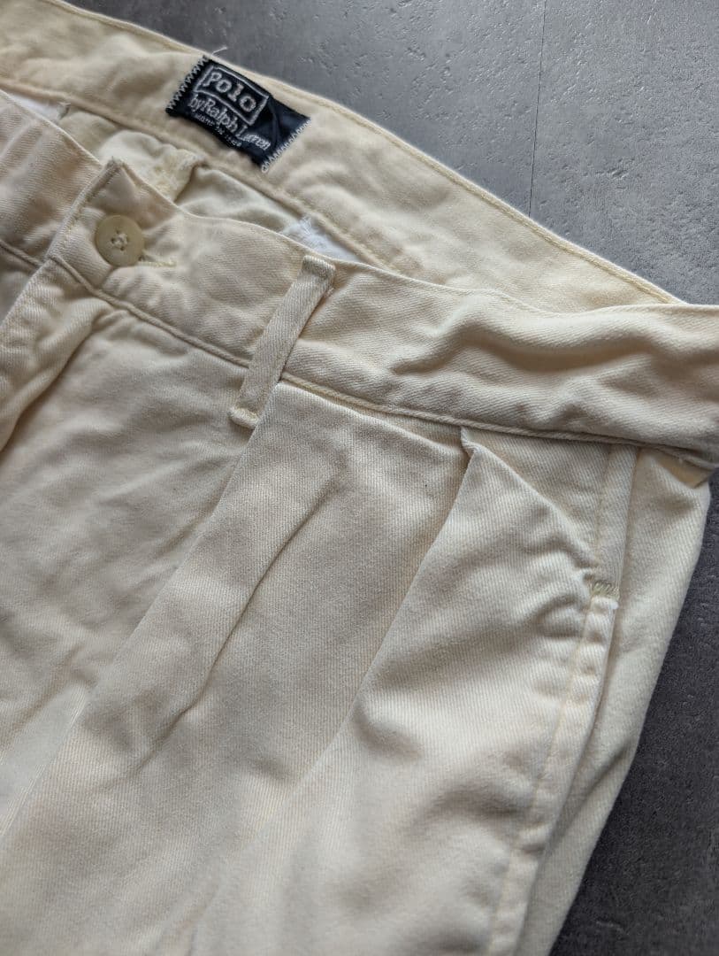 USA製 初期タグ Ralph Lauren ポロチノ アイボリー 30×30
