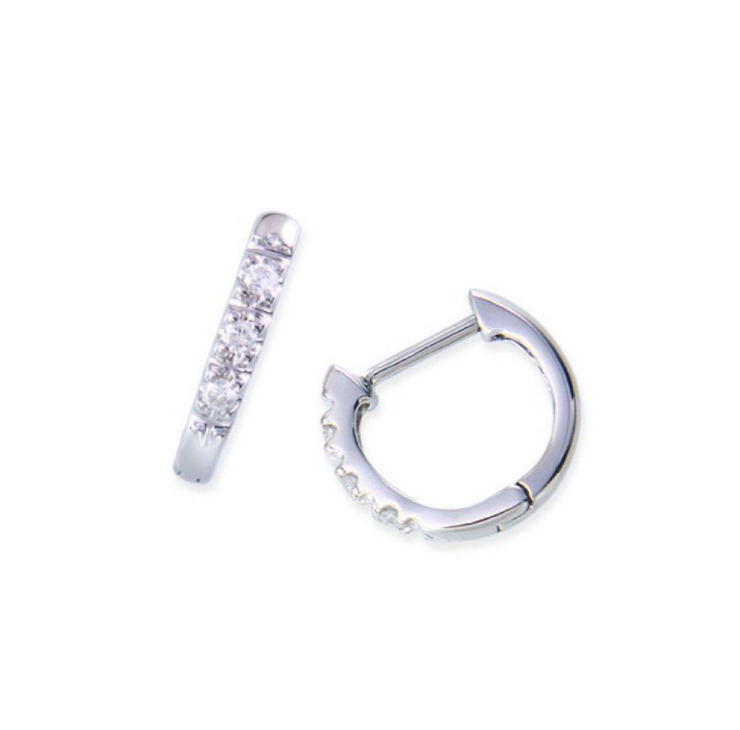 【片耳のみ】ジュエリーツツミ　K10ホワイトゴールドダイヤモンド　フープピアス