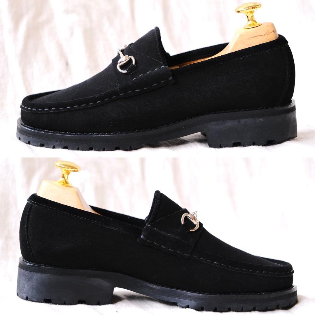 美品GUCCIグッチ ホースビットスエードローファー ブラック34.5C
