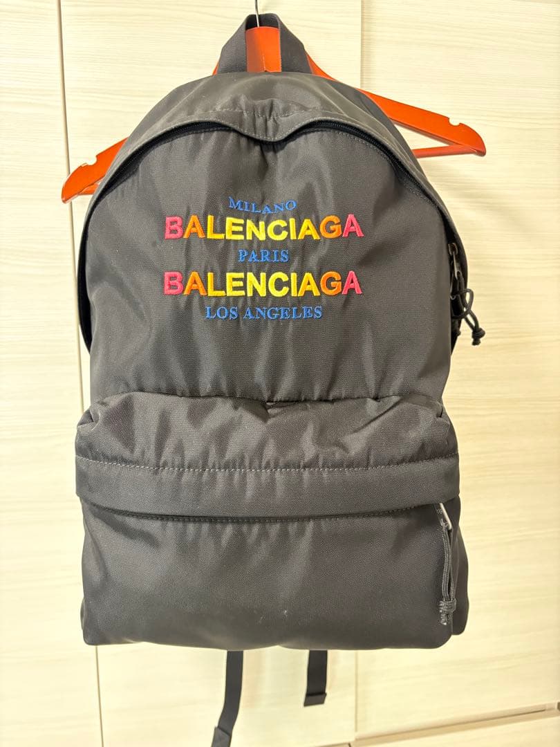 【美品】 バレンシアガ エクスプローラー グラデーション刺繍ロゴ ブラック