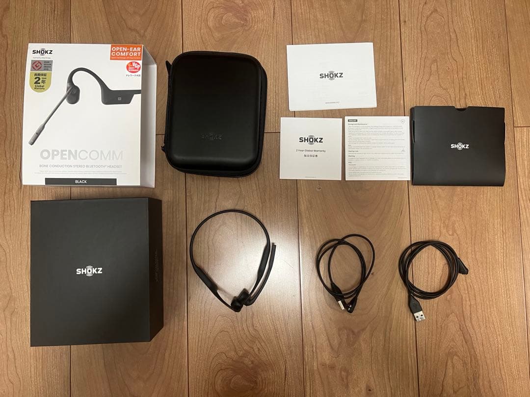 ★長い充電ケーブル付★ SHOKZ C102 ワイヤレス骨伝導イヤホン