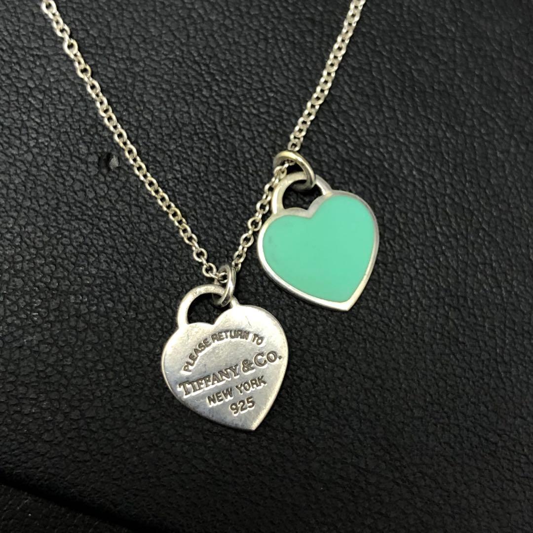 (C011607)Tiffany リターントゥグリーンダブル ハートネックレス