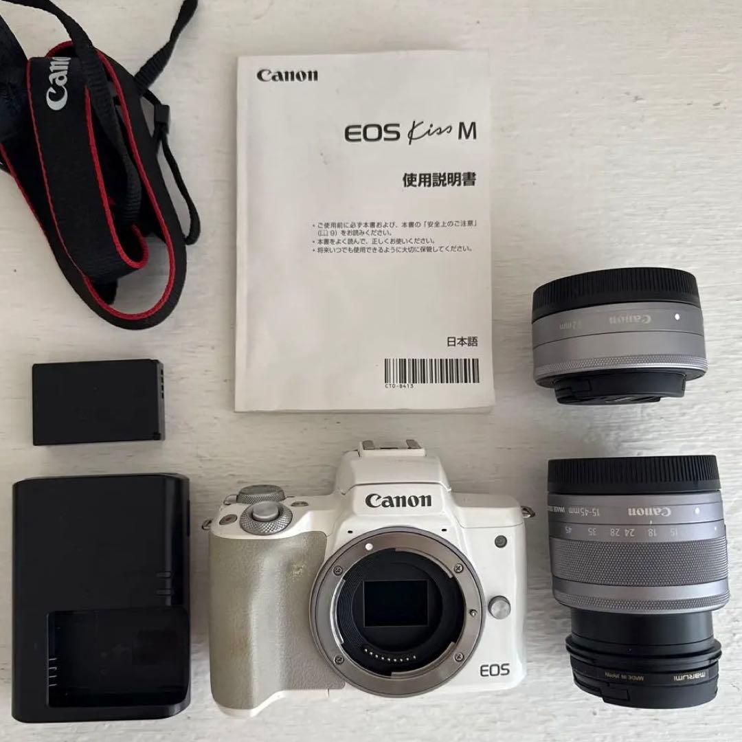 Canon ミラーレス一眼 EOSkissM レンズセット ホワイト