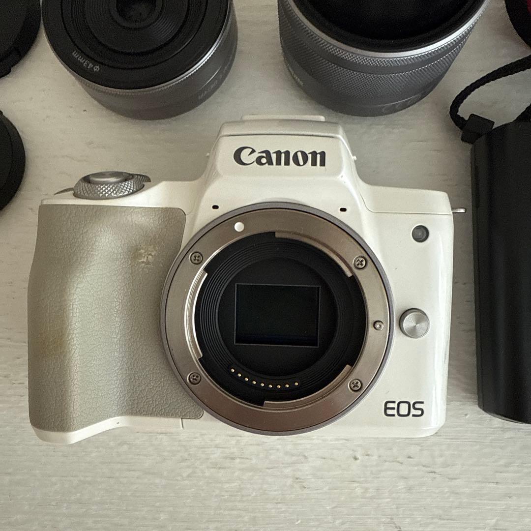 Canon ミラーレス一眼 EOSkissM レンズセット ホワイト