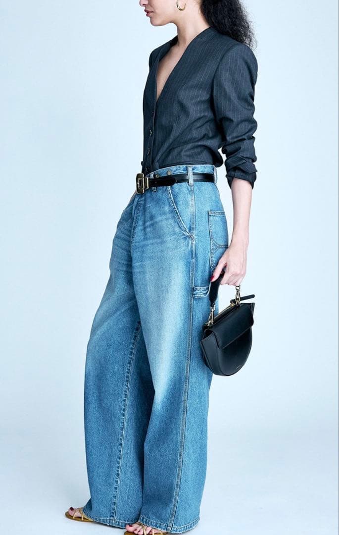 りなさま専用　BRILL ウールピンストライプジャケット　36 ネイビー