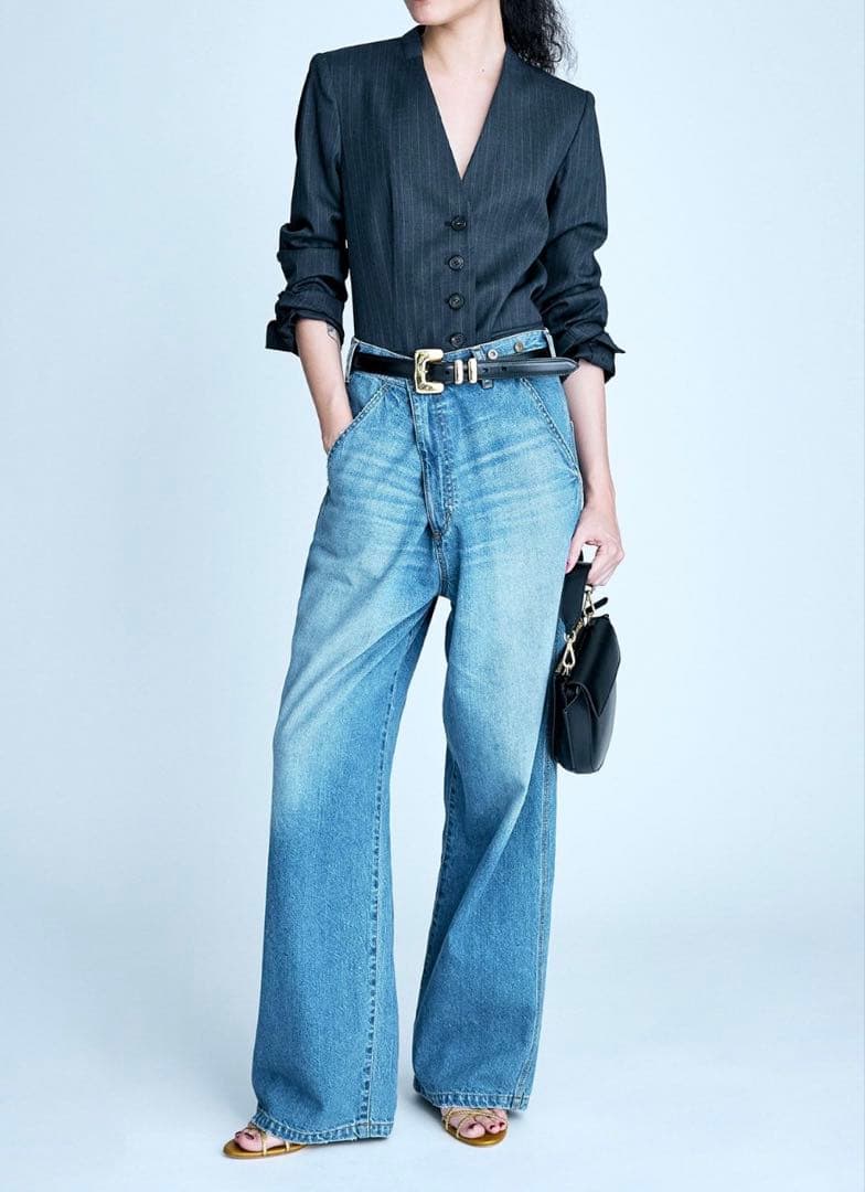 りなさま専用　BRILL ウールピンストライプジャケット　36 ネイビー