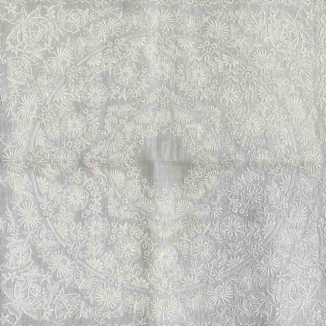 未使用　スワトウ　汕頭　手刺繍　ハンカチ　葡萄　蝶　ヴィンテージ