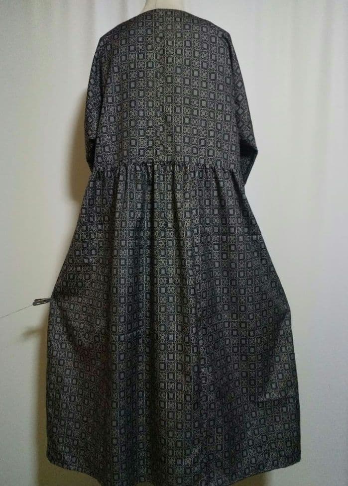 着物リメイク／ドルマン袖ワンピース★サイズLL