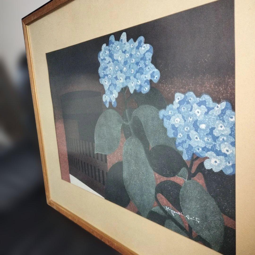 か*K様 お宝品‼️斎藤 清作‼️最安値スタート‼️ 版画 あじさい 木製フレー