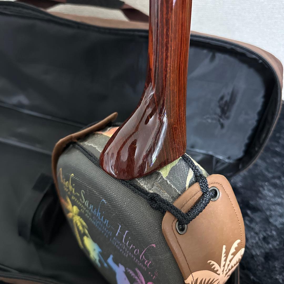 レア! 沖縄三線 和楽器 ハワイ 民族楽器 弦楽器 木目 付属品多数