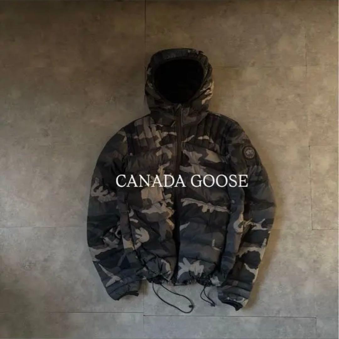 【超希少モデル❗️】カナダグース　ブラックロゴ　ダウンジャケット　カモ柄　迷彩　S