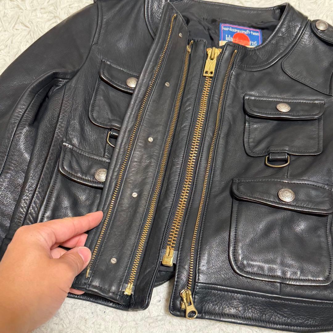 激レア　ブラックミーンズ　シングルライダースジャケット　ノーカラー　短丈　y2k