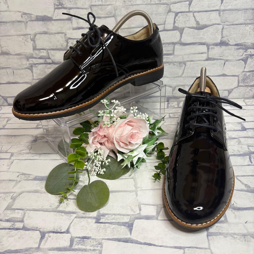 未使用級 asics pedala ペダラ エナメル レザーシューズ 黒