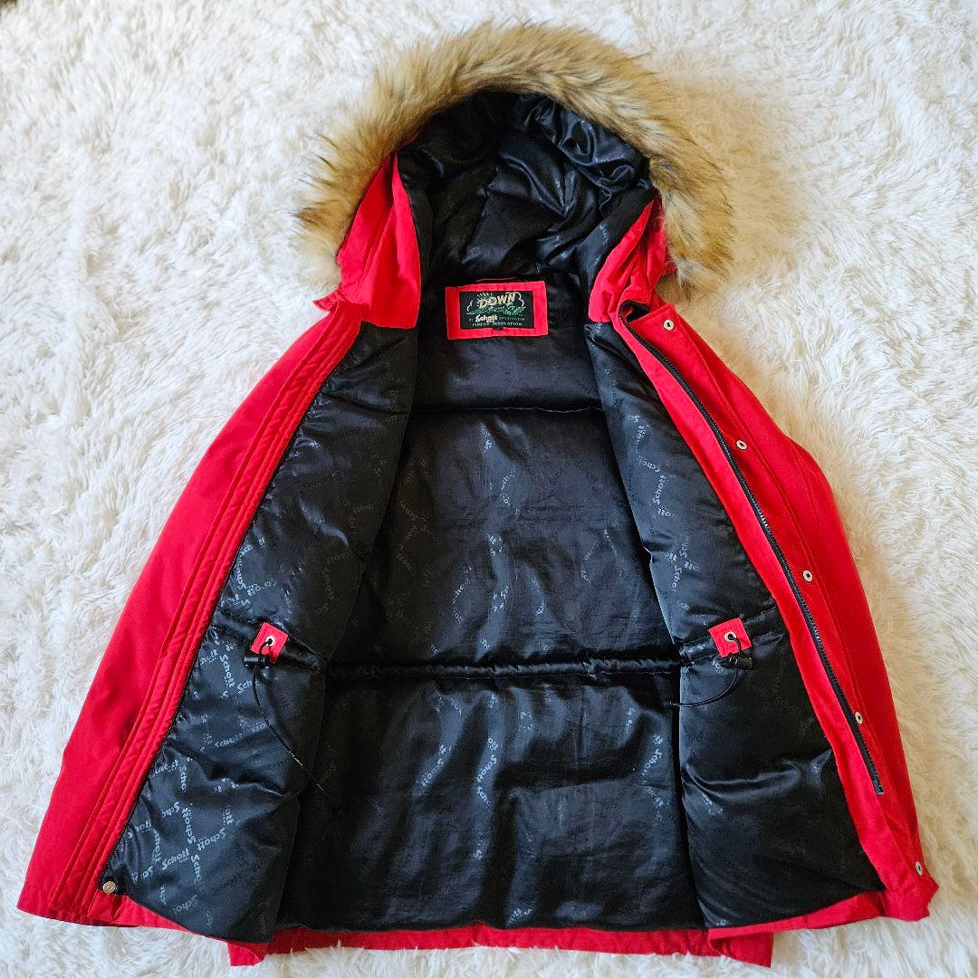 【XLサイズ 極美品】ショット 肉厚ダウンジャケット ダブルジップ ファー着脱可
