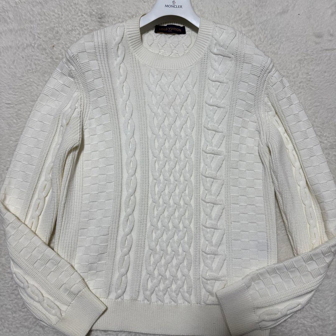 極美品！現行！ルイヴィトン ダミエ ケーブルニット セーター プルオーバー