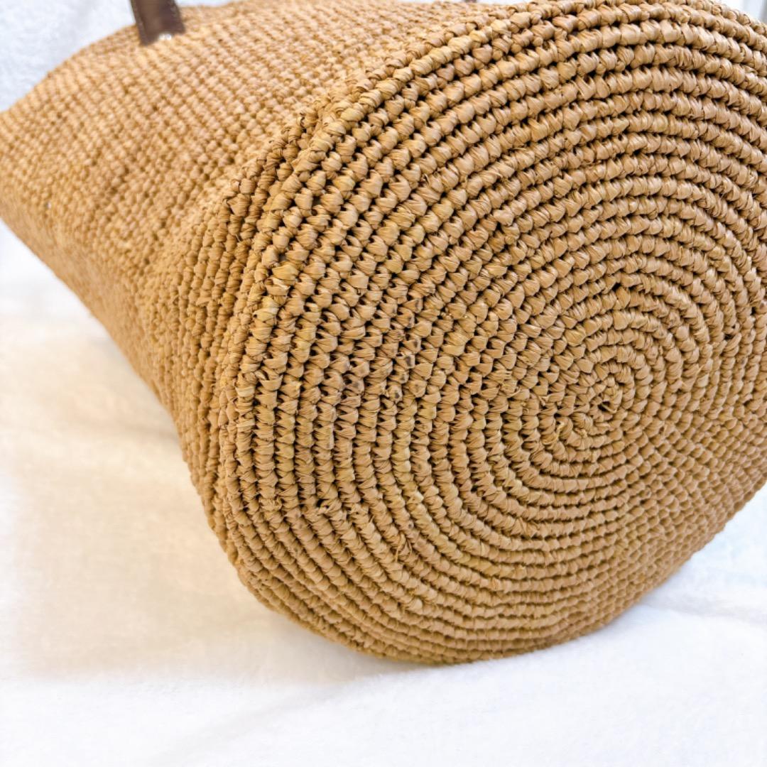 【美品✨】大　ヘレンカミンスキー ラフィアトートバッグ かごバッグ レザー 本革