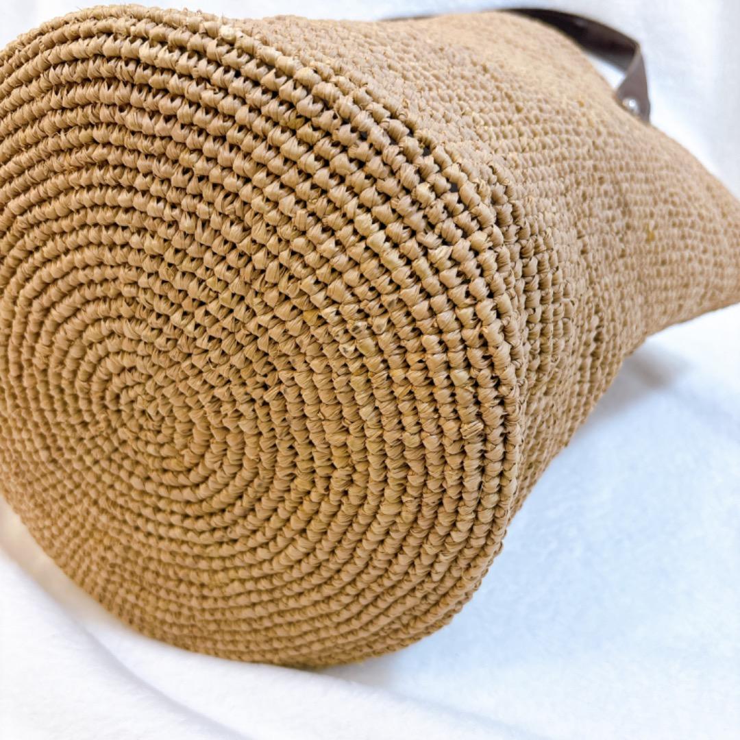 【美品✨】大　ヘレンカミンスキー ラフィアトートバッグ かごバッグ レザー 本革