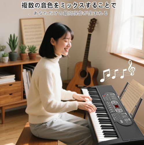 電子ピアノ 61鍵盤 キーボード ピアノ 70デモ曲 200音色 200リズムm