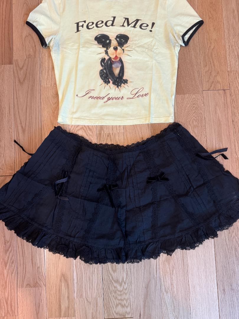 NoDress ブラック スカート リボン レース サイズL