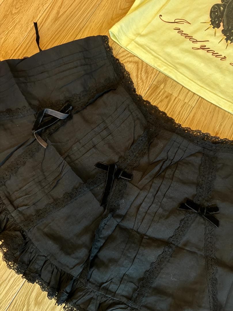 NoDress ブラック スカート リボン レース サイズL