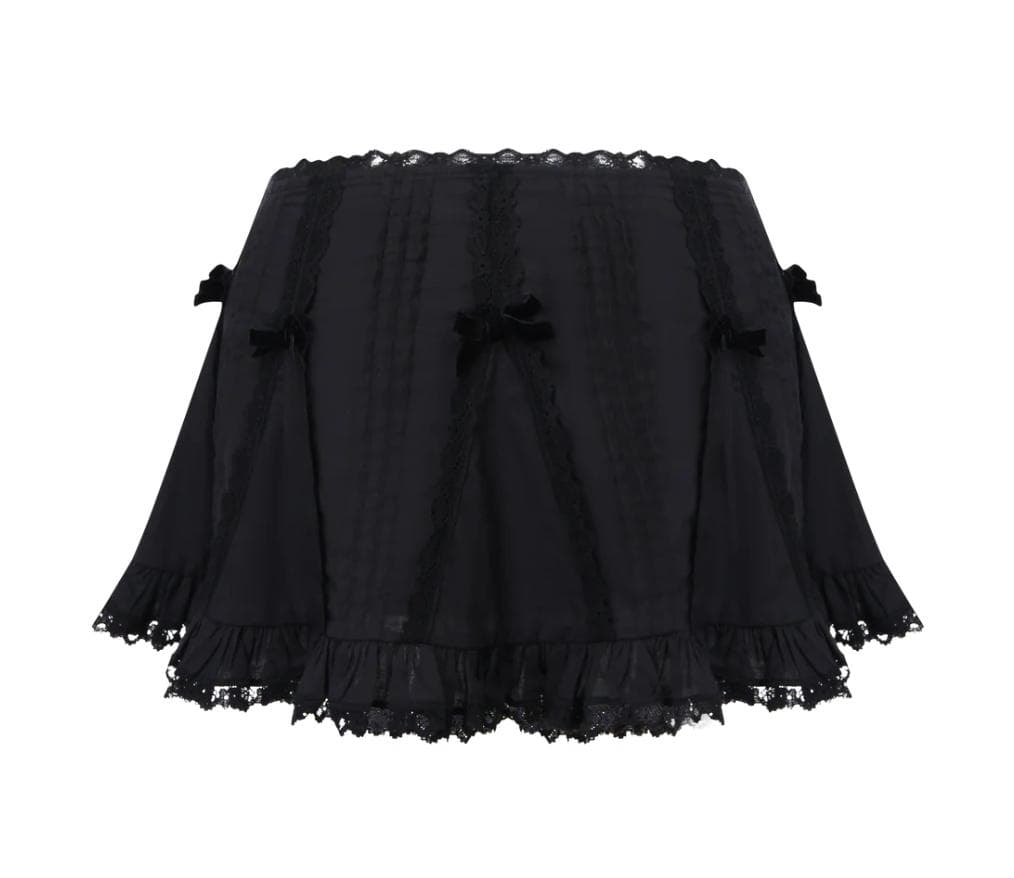 NoDress ブラック スカート リボン レース サイズL