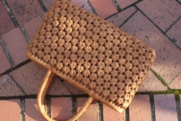六角花結び編み 山葡萄 かごバッグ 網代編み やまぶどう 山ぶどう カゴバッグ