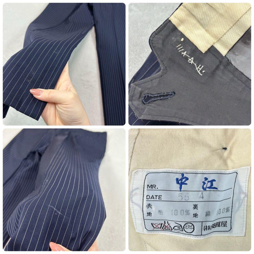 K451 M ジバンシー 3ピース ストライプ柄 スーツ上下 ネイビー メンズ