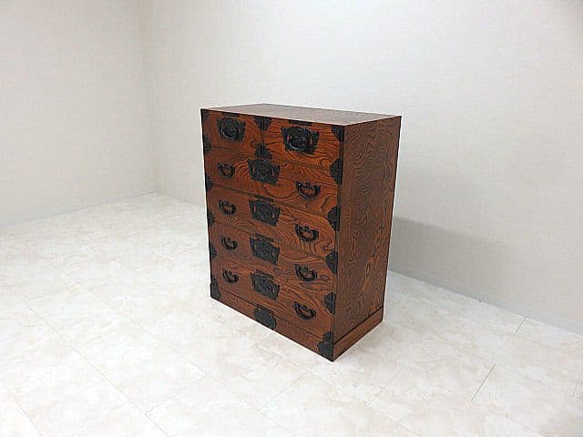 美品　伝統工芸　岩谷堂箪笥 整理箪笥 ケヤキ材 欅材　拭き漆仕上げ 和箪笥