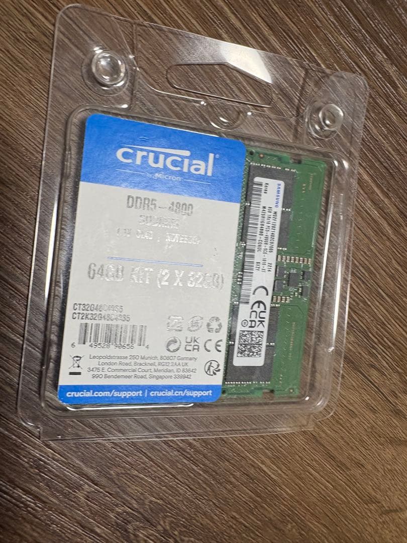 【ノートPC】 DDR5-4800 8GB 2枚(16GB) SAMSUNG