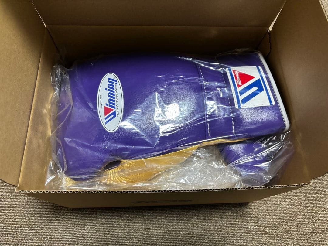 ウイニング　ボクシンググローブ　16oz 紐式　パープル✖️ゴールド