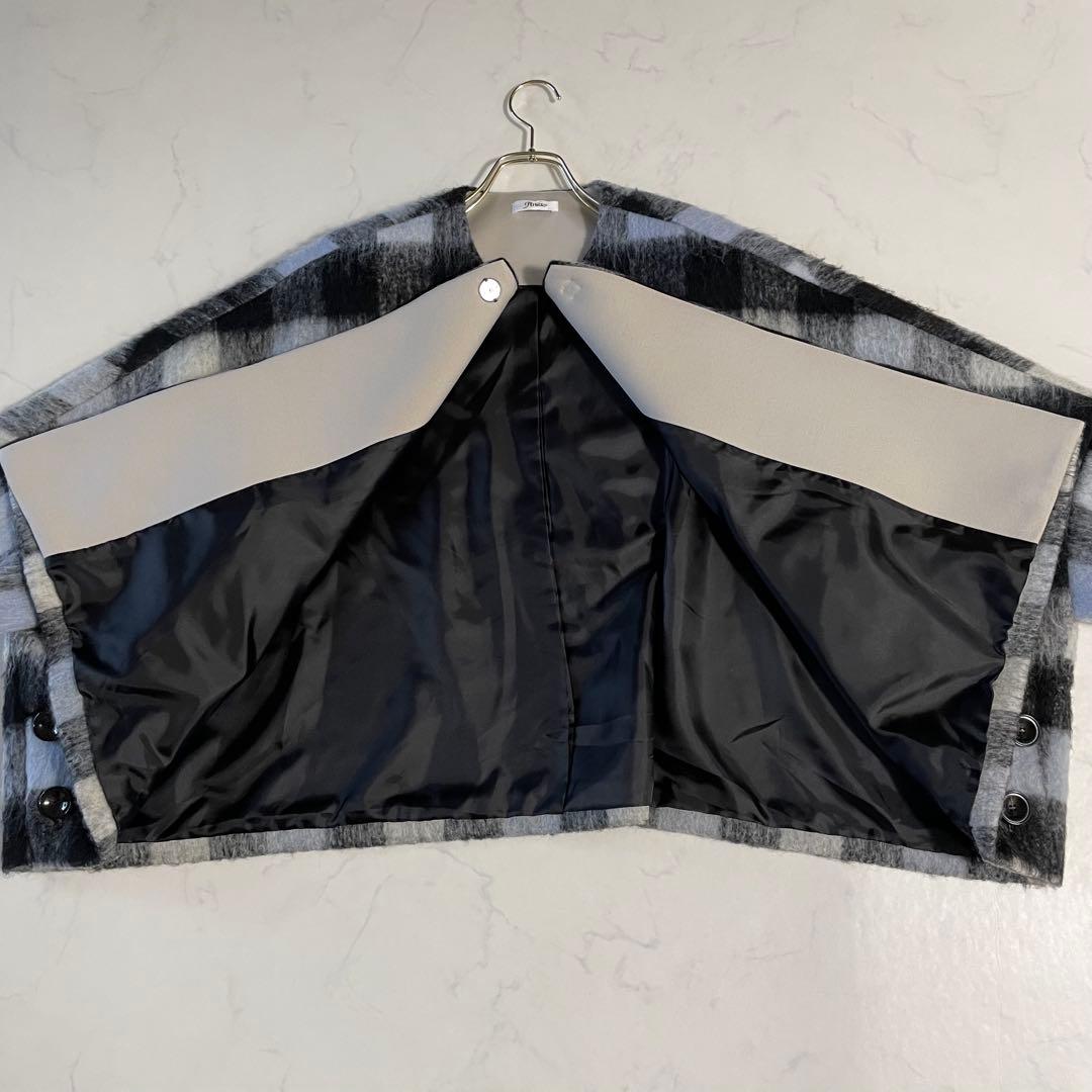 jines ジネス　チェック柄ポンチョコート