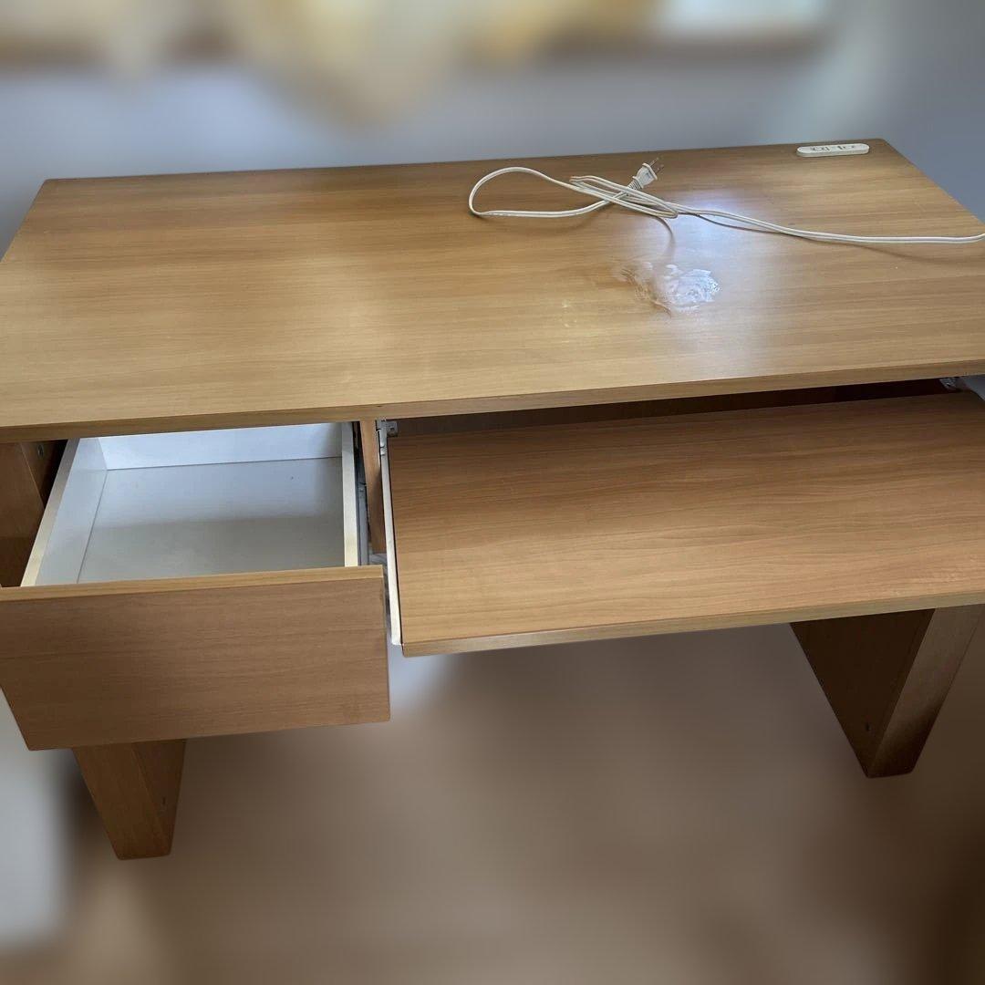 ライトブラウン デスク 引き出し付き