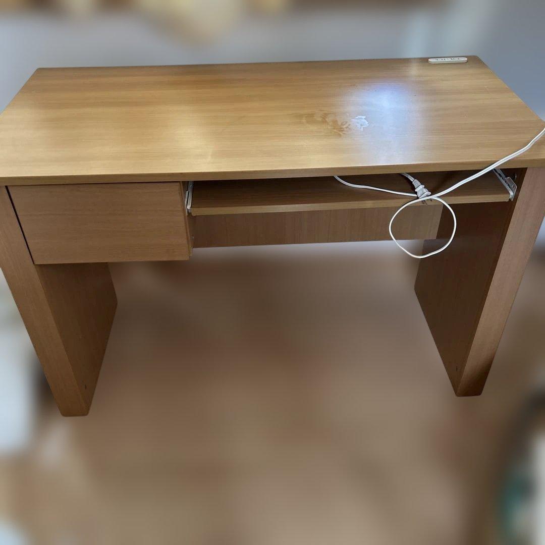 ライトブラウン デスク 引き出し付き