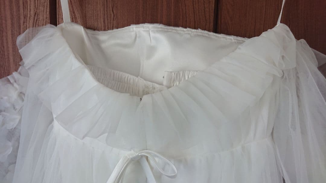 フラワー袖ウェディングドレス エンパイア（マタニティ対応）