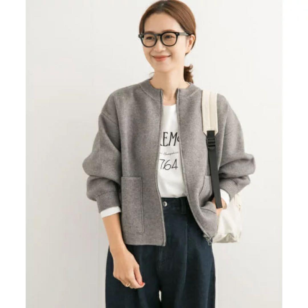 【アーバンリサーチドアーズ】ニットZIPブルゾン　グレー