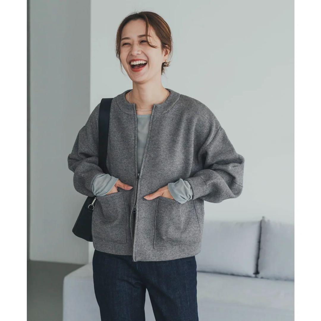 【アーバンリサーチドアーズ】ニットZIPブルゾン　グレー