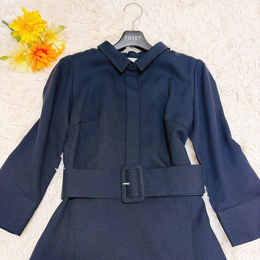 美品✨セルフォード 襟 ロングワンピース フレア ベルト セレモニー 比翼ボタン