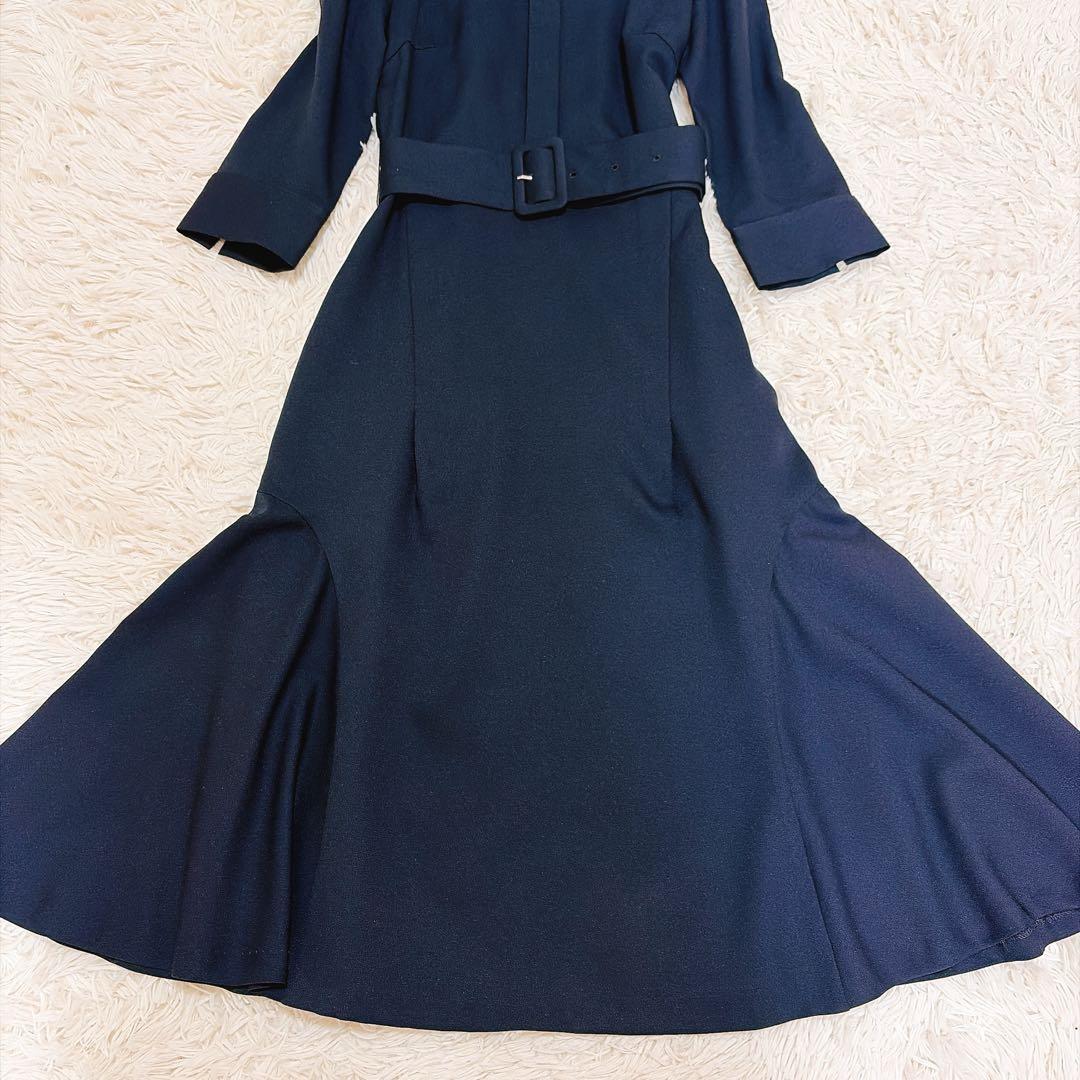 美品✨セルフォード 襟 ロングワンピース フレア ベルト セレモニー 比翼ボタン