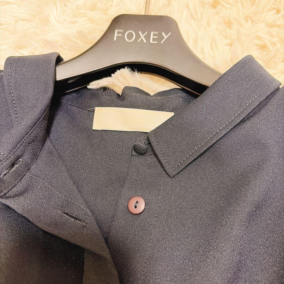 美品✨セルフォード 襟 ロングワンピース フレア ベルト セレモニー 比翼ボタン