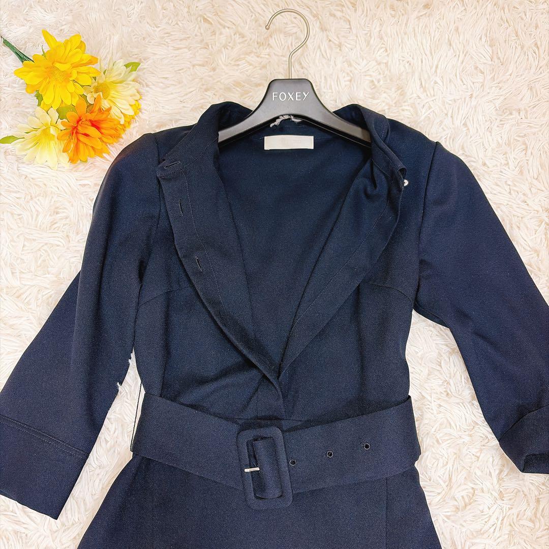 美品✨セルフォード 襟 ロングワンピース フレア ベルト セレモニー 比翼ボタン