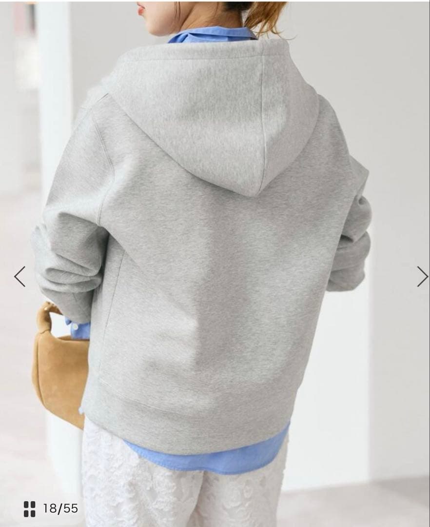 Spick and Span ストレッチジップフードパーカー　グレー