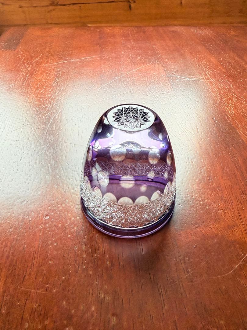 切子　ぐい呑　紫