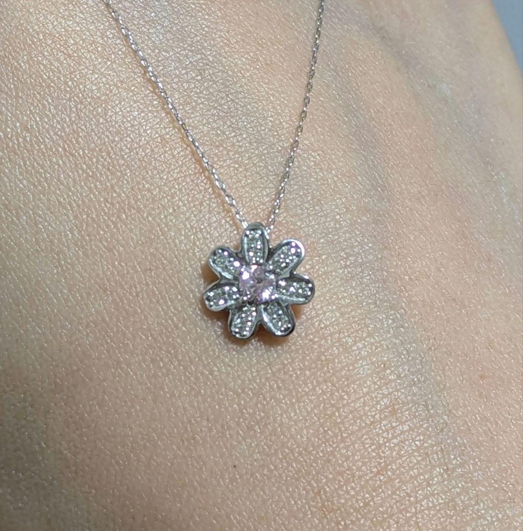 M*K様 K18WG 天然ピンクダイヤ0.10ct ネックレストップ