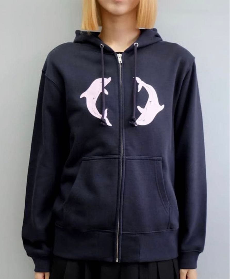 トップス labyrins Two Dolphins Zip Hoodie Navy