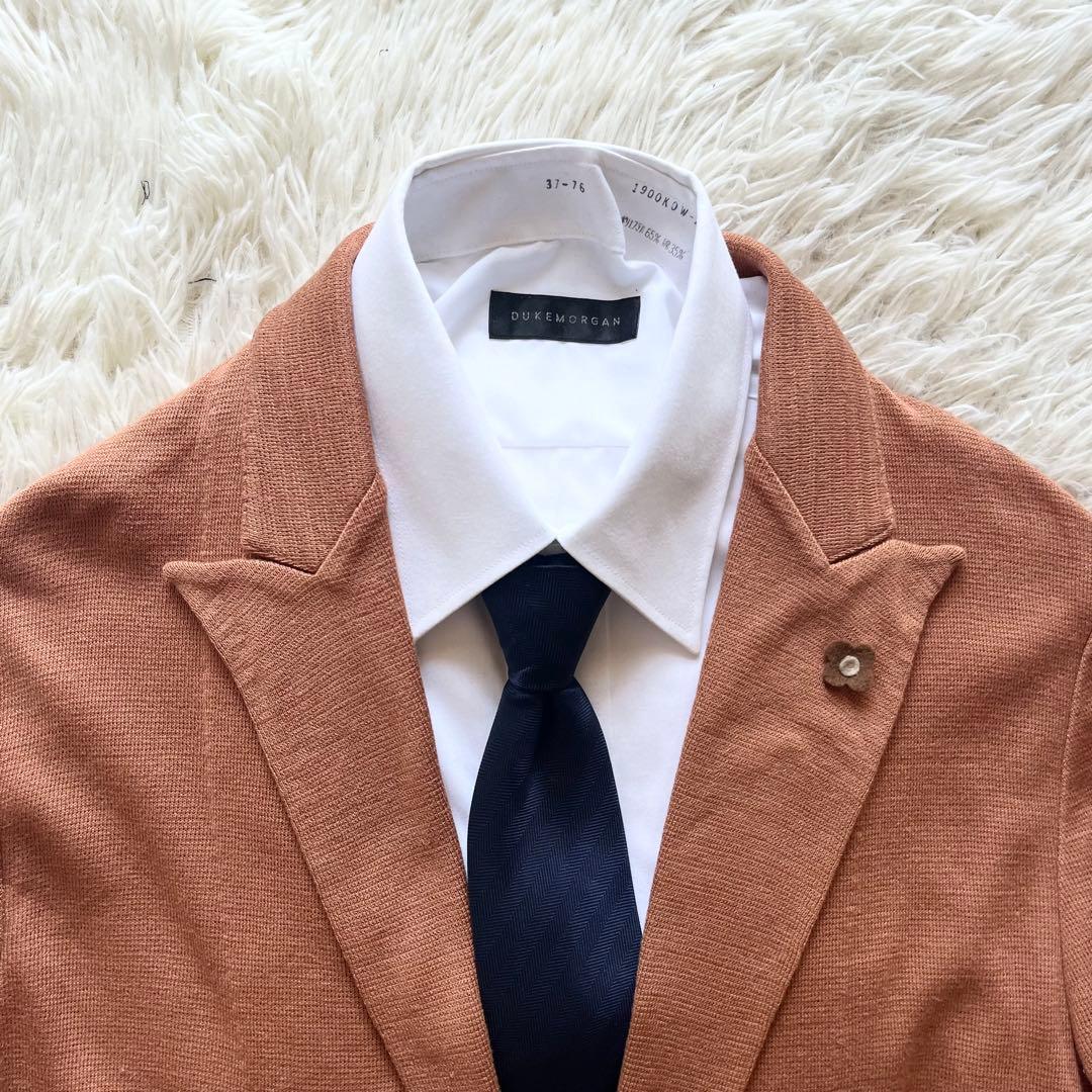 <美品>LARDINI オレンジ コットン ニットジャケット サイズＭ