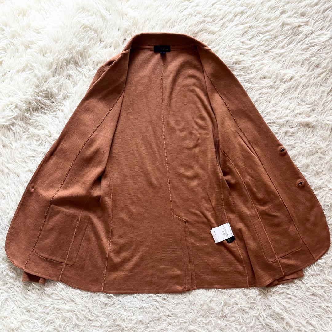 <美品>LARDINI オレンジ コットン ニットジャケット サイズＭ