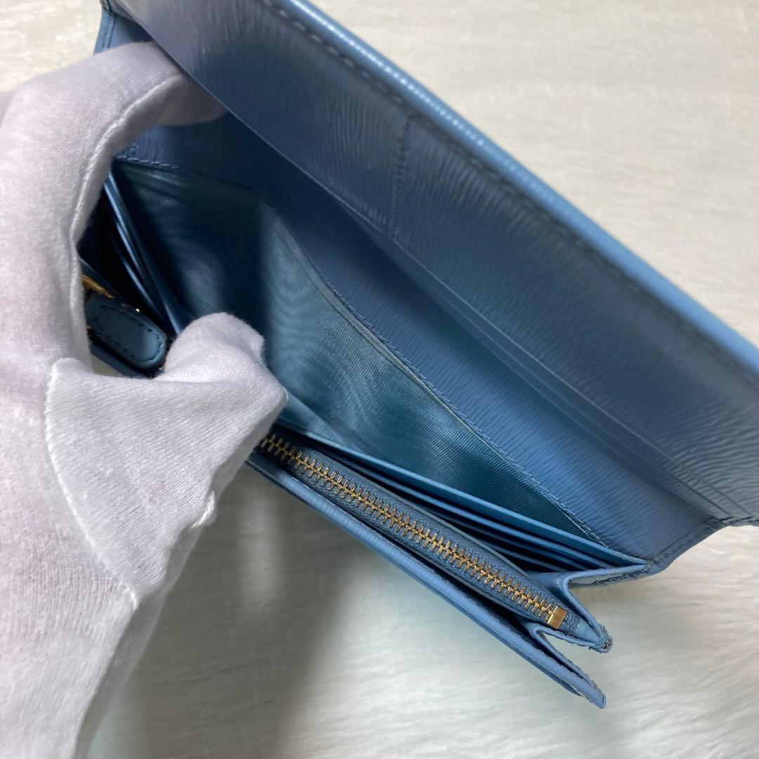 PRADA プラダ　長財布　ロング　水色　青　付属品　二つ折り　財布　折りたたみ